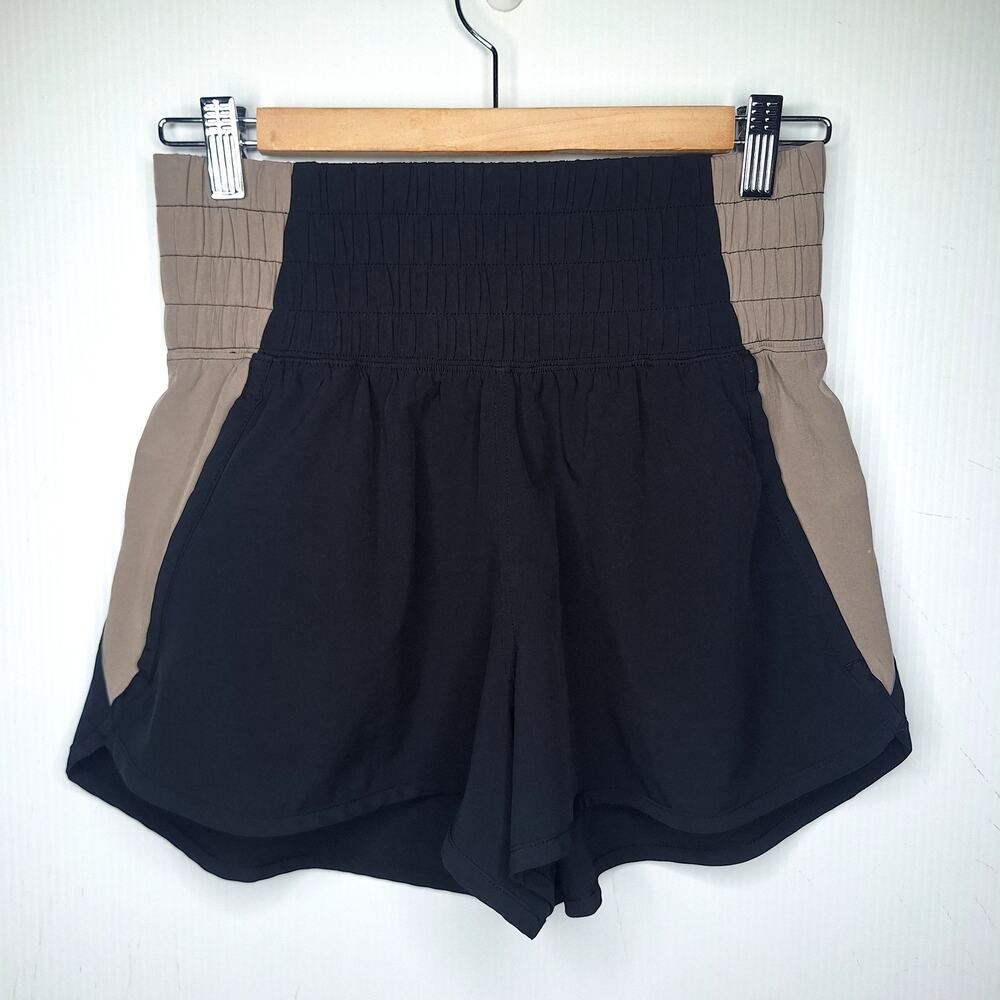 Abercrombie YPB High Rise Smocked Running Shorts Small Colorblock Unlined Gym